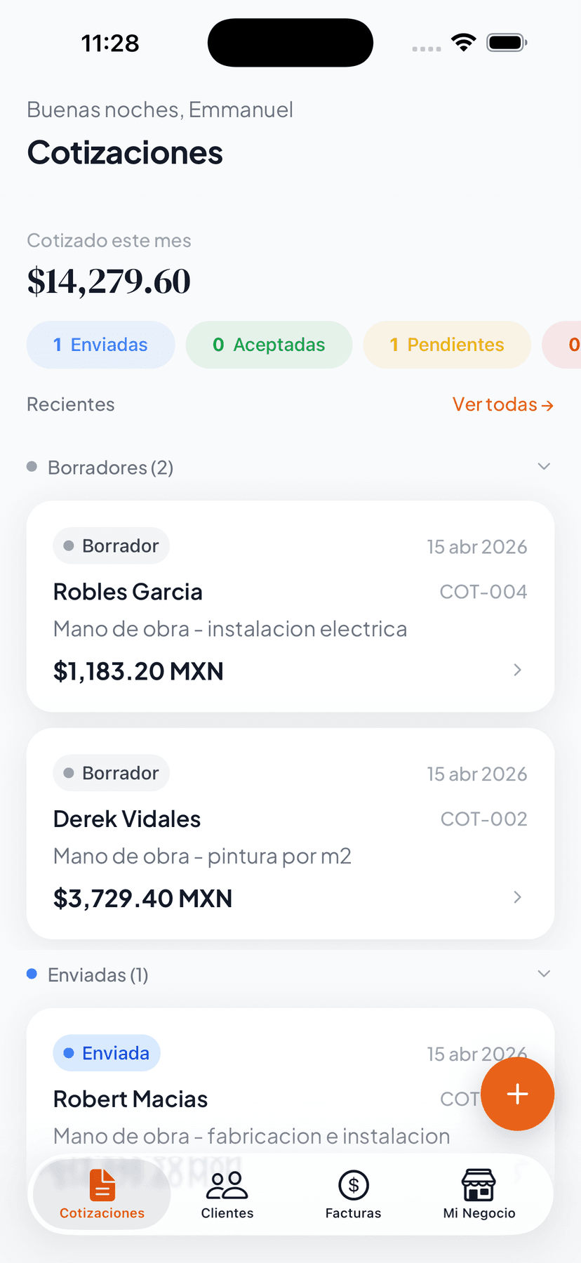 Clavo app móvil