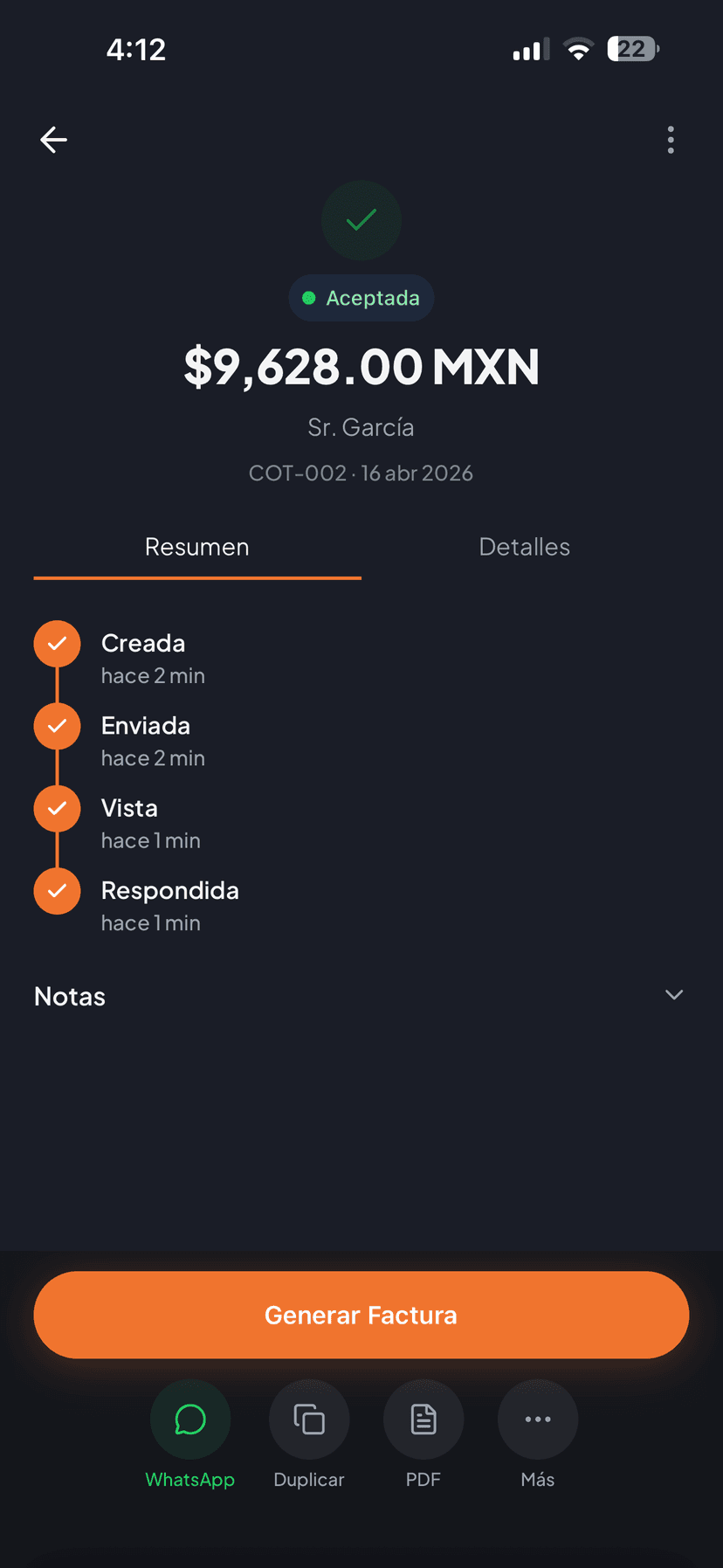Convierte en factura