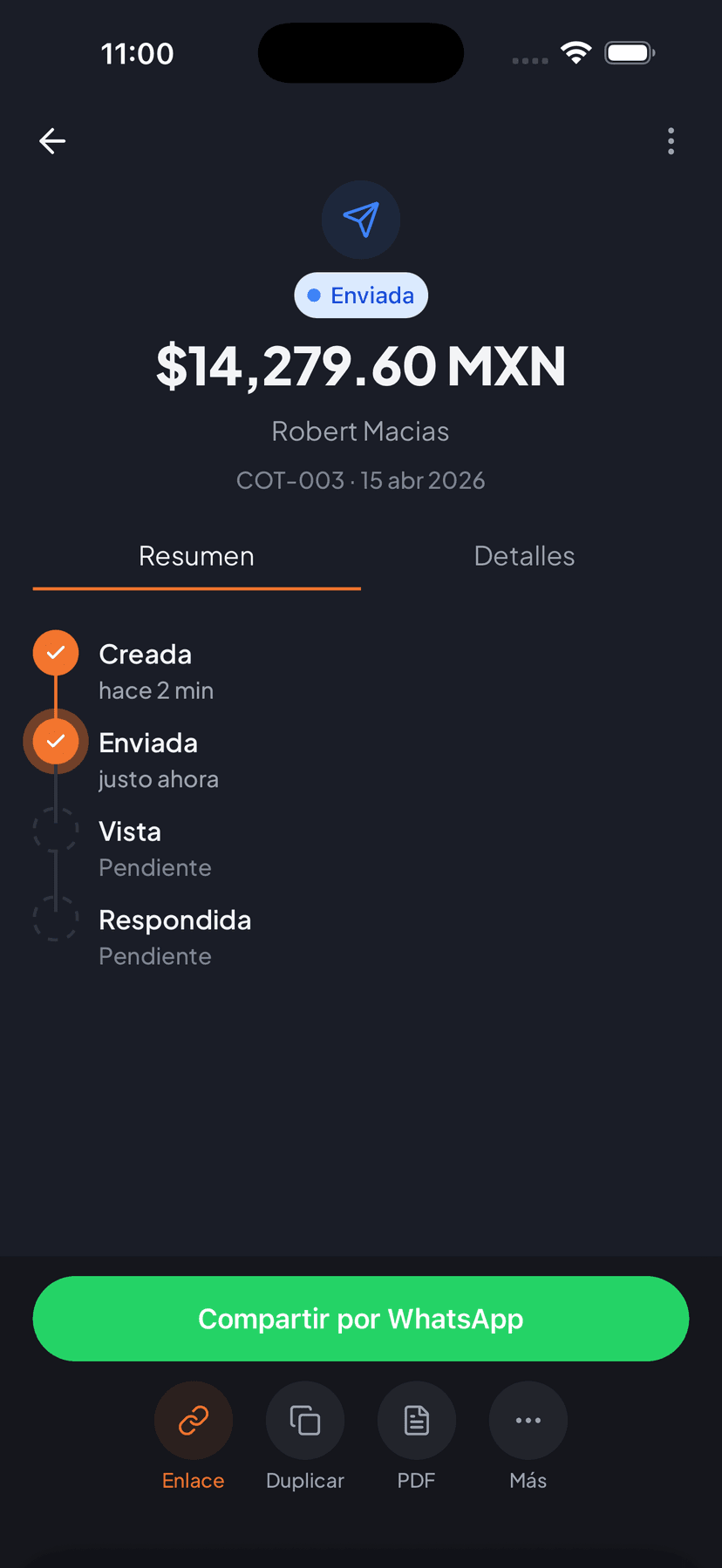 Envía por WhatsApp con un toque